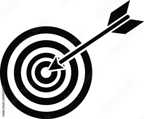 Target, arrow, bullseye, accuracy, precision, goal, success, achievement, aim, focus, black, outline, vector, illustration, isolated, design, element, symbol, icon, set, graphic, hit
