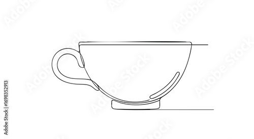 Elegant single line drawing of a teacup provides a clean, modern design element for your creative project