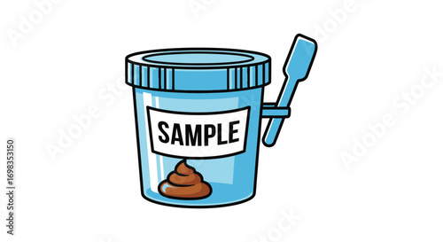 Medical Specimen Container with Fecal Sample and Collection Tool.