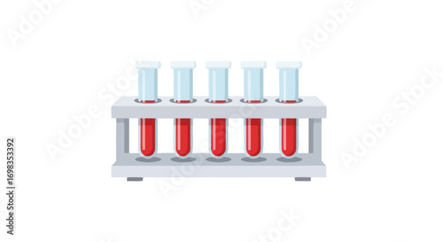 Five Blood Samples in Test Tube Rack.
