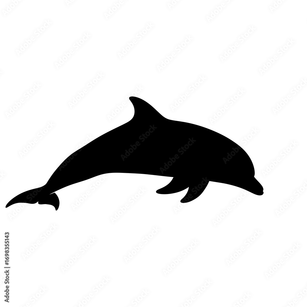 Fototapeta premium Jumping dolphin silhouette isolated on white background