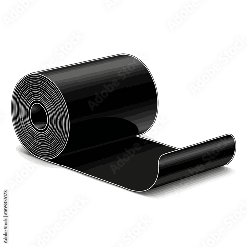 Black yoga mat unrolled silhouette isolated on white background