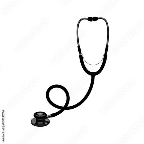 Black stethoscope silhouette isolated on white background