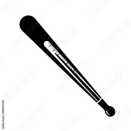 Black thermometer silhouette isolated on white background