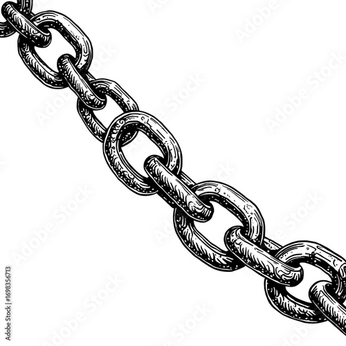 Metal chain illustration in black and white grunge vintage style perfect for Halloween horror bondage and imprisonment concepts - Halloween - chain - horror - bondage - grunge