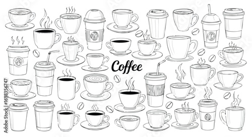 Wake up with this charming coffee sketch art, perfect for menu designs and stylish cafe promotions