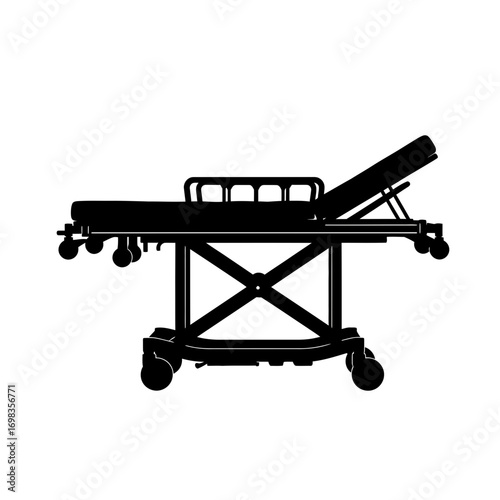 Medical stretcher silhouette isolated on white background