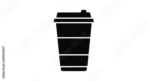 Minimalist black coffee cup graphic for cafe designs or branding, perfect for sleek modern layouts