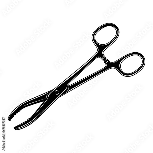 Surgical forceps silhouette isolated on white background