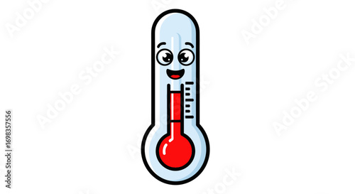Cartoon Thermometer with Happy Expression.