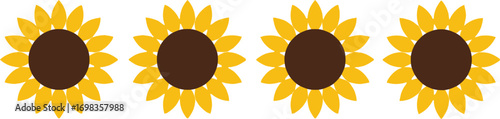 Four vibrant sunflowers blooming in a row brighten any design project vector