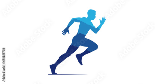 Dynamic Blue Gradient Silhouette of a Running Person.