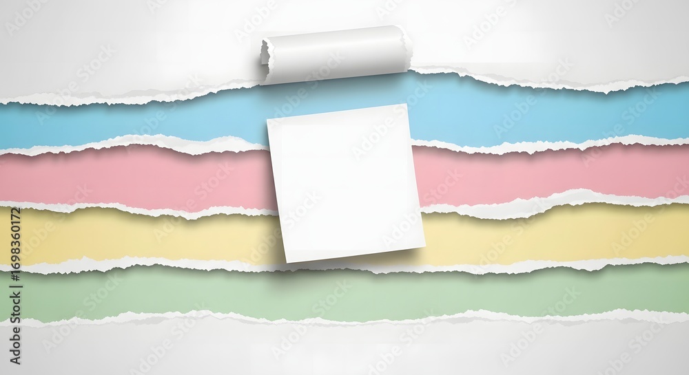 Fototapeta premium Colorful paper torn background with blank note for text
