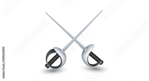 Pair of Crossed Foil Fencing Swords.