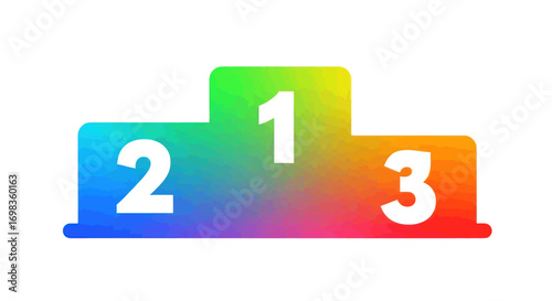Vibrant rainbow gradient winners podium with numbers 1 2 3.