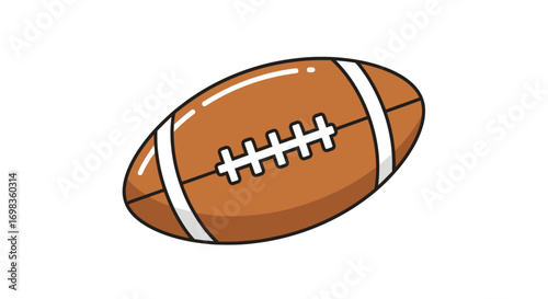 Cartoon Illustration of a Brown and White Football.