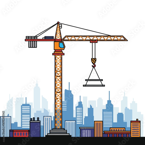 Silhouette illustration of a construction excavator digging into the earth, creating a hole.