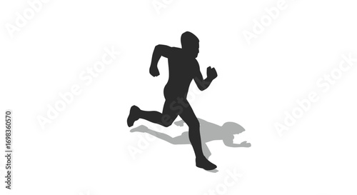 Silhouette of a Person Running Dynamic Movement.
