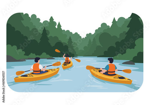 Kayaking Adventure in a Forested River