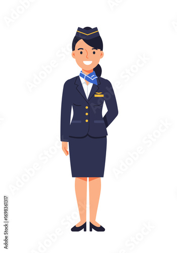Illustration of air hostess, woman in uniform