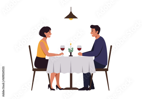 Couple enjoying romantic candlelit dinner with wine at a restaurant creating cherished moments of connection and love