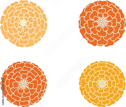 Abstract geometric floral patterns with vibrant orange and yellow hues vector