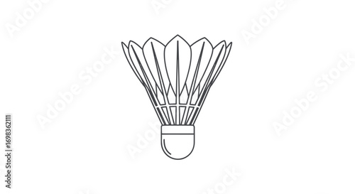 Line drawing of a classic badminton shuttlecock.