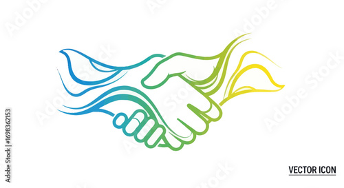 Fluid Gradient Line Art Handshake Symbolizing Agreement and Cooperation.