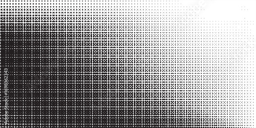 Modern halftone faded gradient texture. Grunge halftone grit background. White and black sand noise wallpaper. Retro pixilated vector backdrop.Eps 10