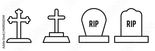 Tombstone icon. Rip grave icons set. Tombstone icon Vector logo outline . eps 10 