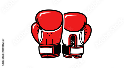 Pair of Red Boxing Gloves with White Trim.