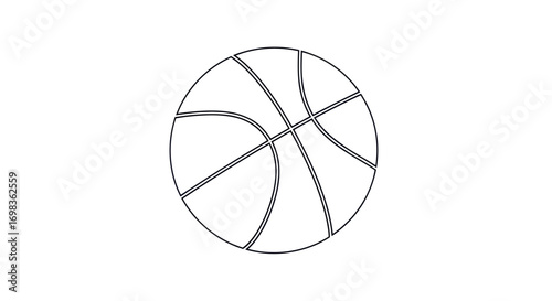 Simple Basketball Outline Illustration with Curved Lines.