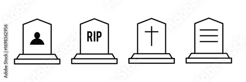 Tombstone flat vector icons. Rip grave vector icons set . Tombstone icon symbol vector illustration  . eps 10