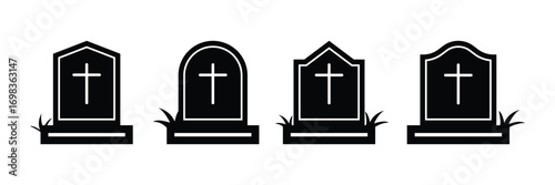 Tombstone vector icons. Rip grave icons set . Tombstone icon vector simple element . eps 10 