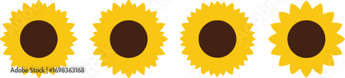 Four bright yellow sunflowers displayed in a row capturing nature's beauty vector