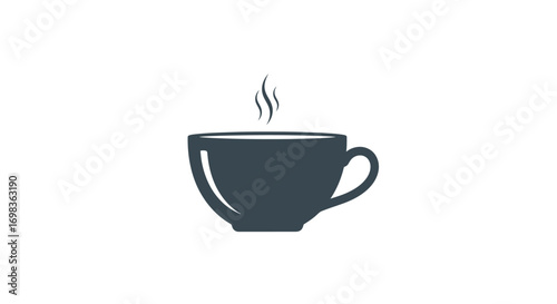 Dark Silhouette of a Steaming Coffee Cup with a Handle.