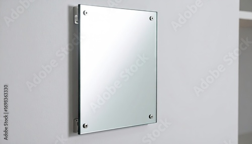 Sleek Square Polished Aluminum Mirror Panel on White Wall