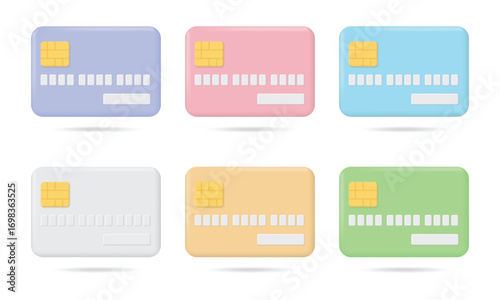 Colorful 3D Credit Card Vector Set for Finance and Banking Concepts