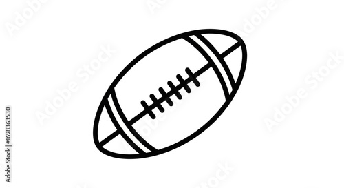 American football outline icon with laces and stripes.