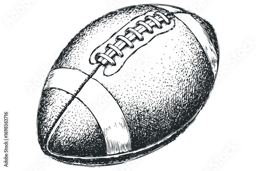 Sketch of an American football with laces and textured panels