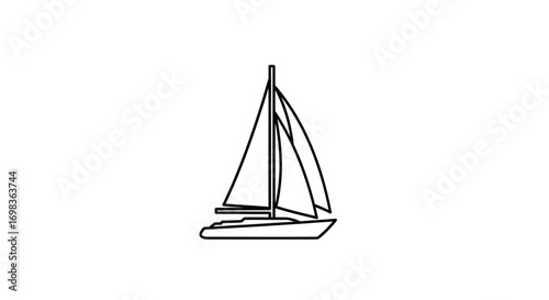 A simple black outline icon of a single-masted sailboat with two sails.