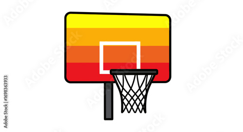 Colorful Basketball Hoop with Striped Backboard.