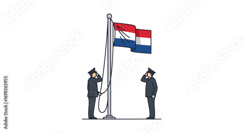 Flag Raising Ceremony with Paraguayan Flag and Guards.