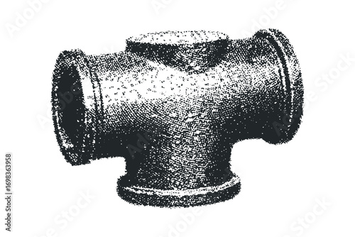 Industrial pipe fitting plumbing connection object on transparent background
