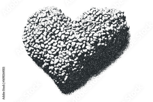 Heart shape with textured surface on transparent background