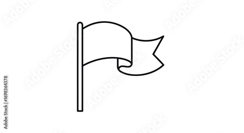 Simple Black and White Outline of a Flag.