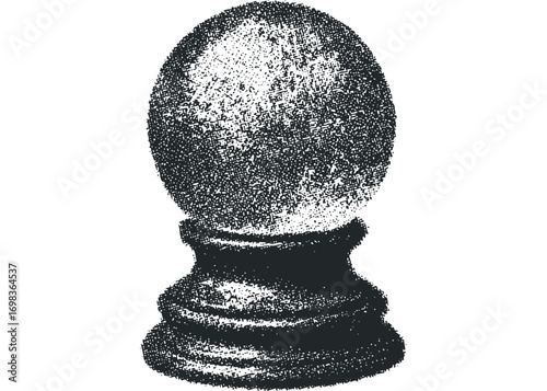 Stippled crystal ball on stand
