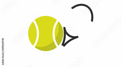 Bright Yellow Tennis Ball with Black Graphic Elements.