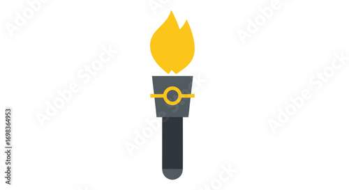 Stylized Illustration of a Burning Torch with a Yellow Flame.