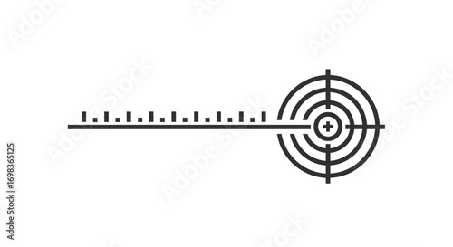 Simple Black Line Art Target with Measuring Scale.